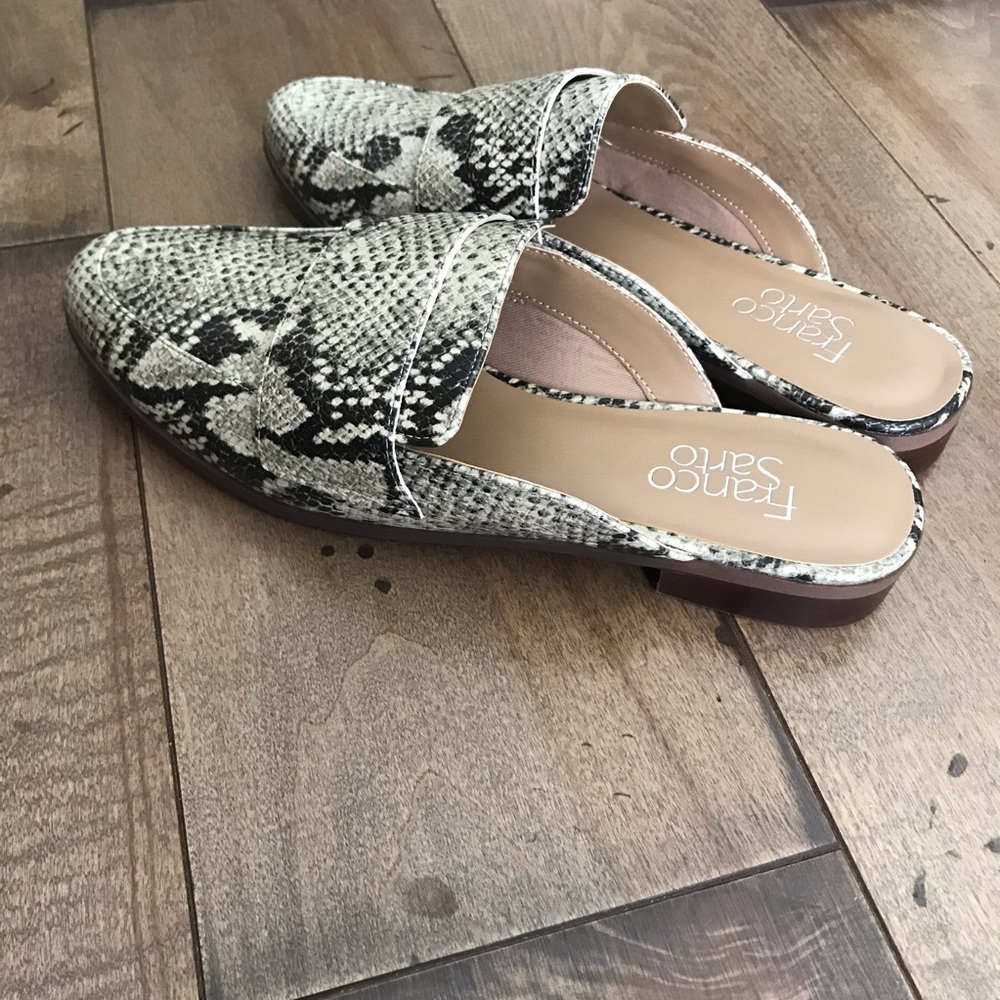 NEW Franco Sarto Malesa Snakeskin Print Mules Shoe - Picture 3 of 4